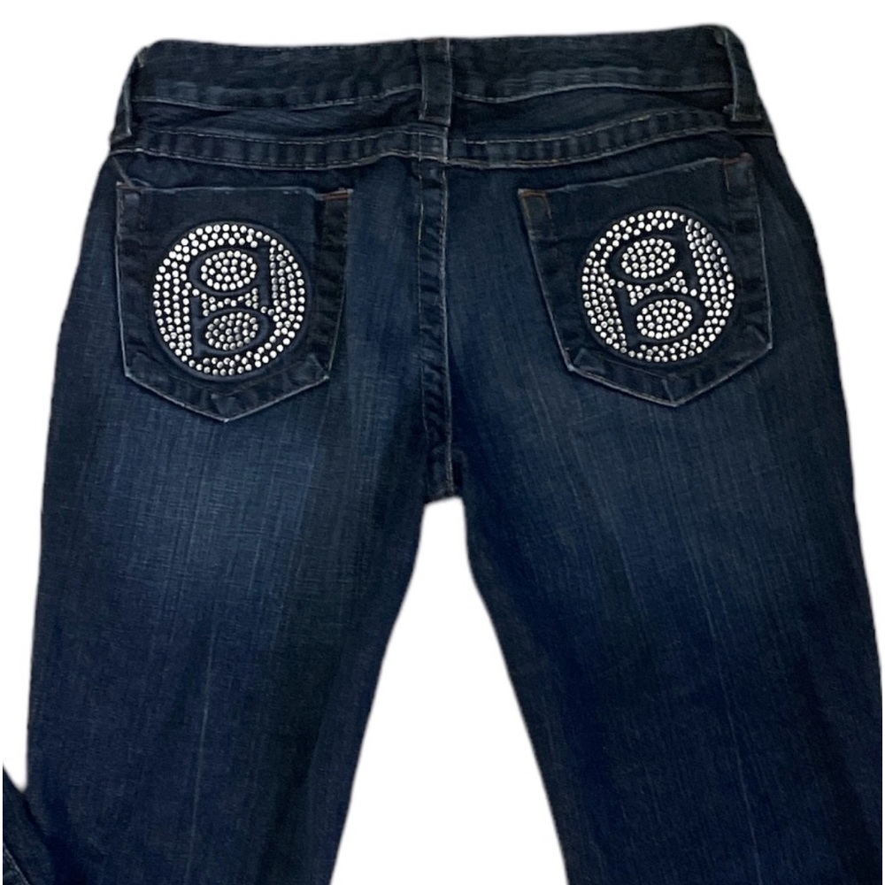 bebe Sz:29 Kayla Embossed With Crystals Dark Wash Blue Jeans